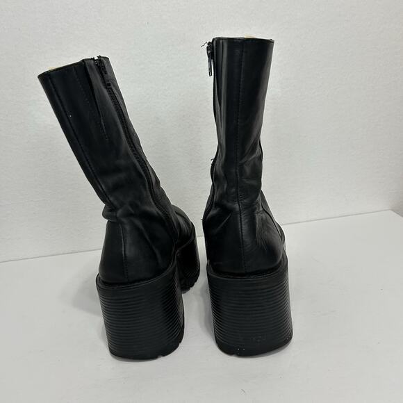 UNIF Parker Chunky Platform Black Leather Boots Sz 10 Dark Academia Goth Grunge - Picture 7 of 9